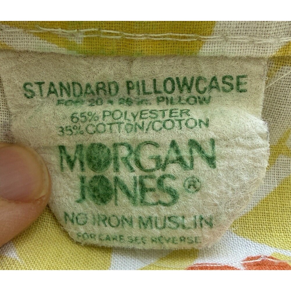 Vintage Morgan Jones 70s Yellow Standard Pillowcase Retro Butterfly Floral MCM - Picture 2 of 4